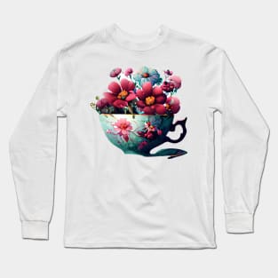 Teacup full of flowers Long Sleeve T-Shirt